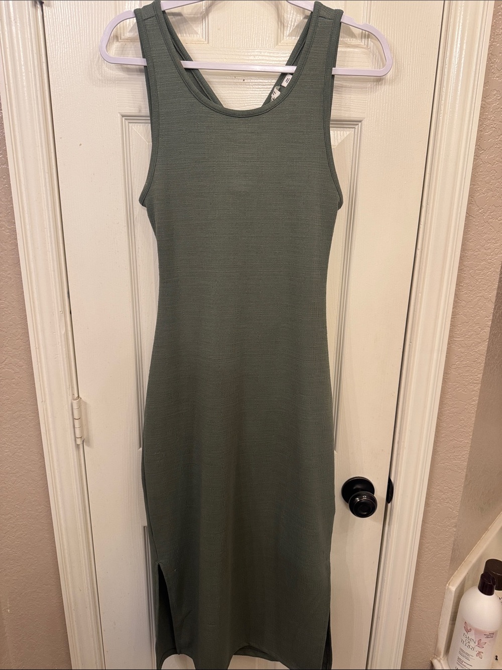 Roxy Olive Green Ribbed Tank Midi Dress